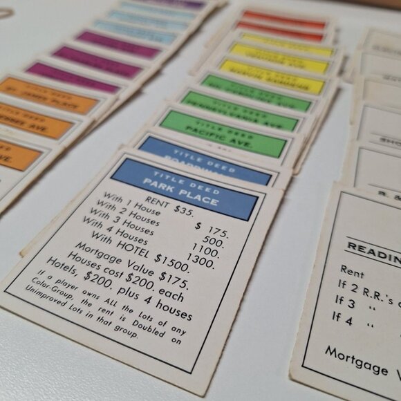 Monopoly Replacement Deed Cards Property Vintage Full Set Crafts Jagged Edge 60s - Picture 2 of 5